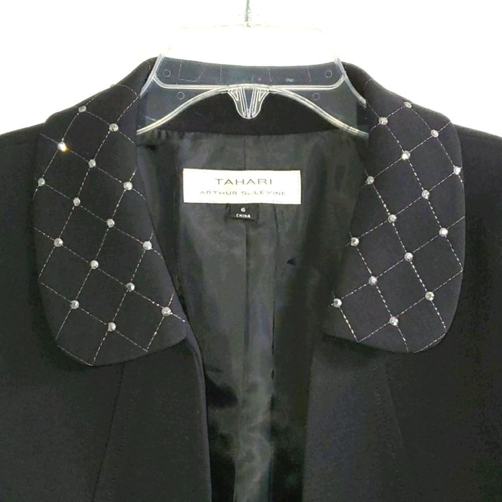 Tahari Black Metallic Studded Blazer NWOT 6 - Picture 2 of 11